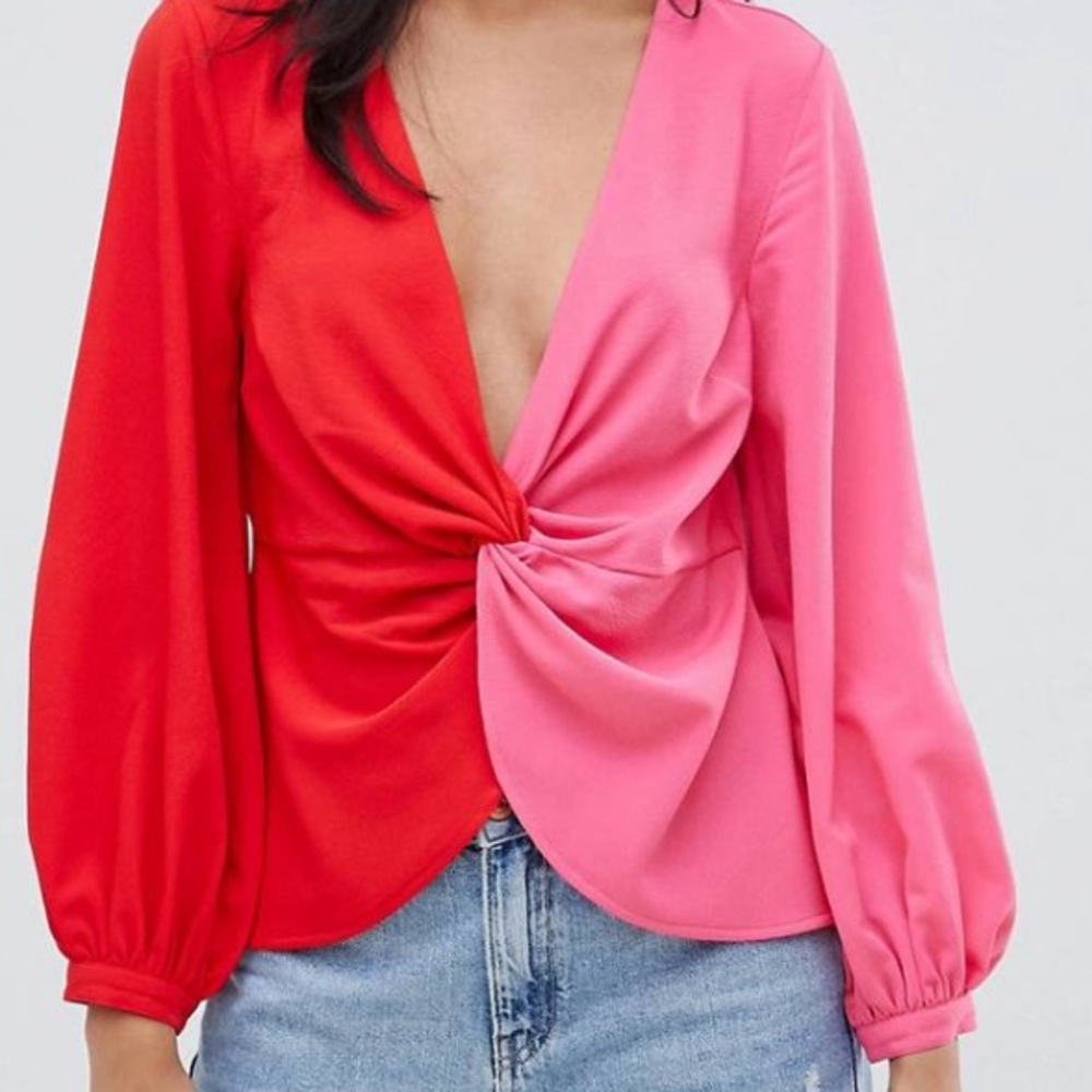 Asos color block blouse